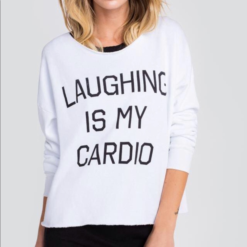 BARELY WORN Wildfox Laughing is my Cardio sweater